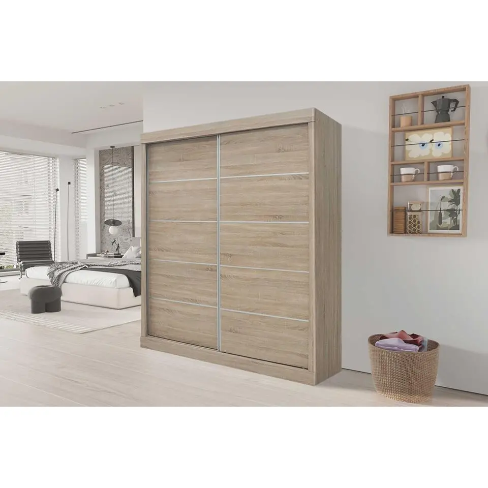 Rousseau Schuifdeurkast Mike - 182,5 x 52,5 cm x 197,5 cm - Sonoma-afwerking