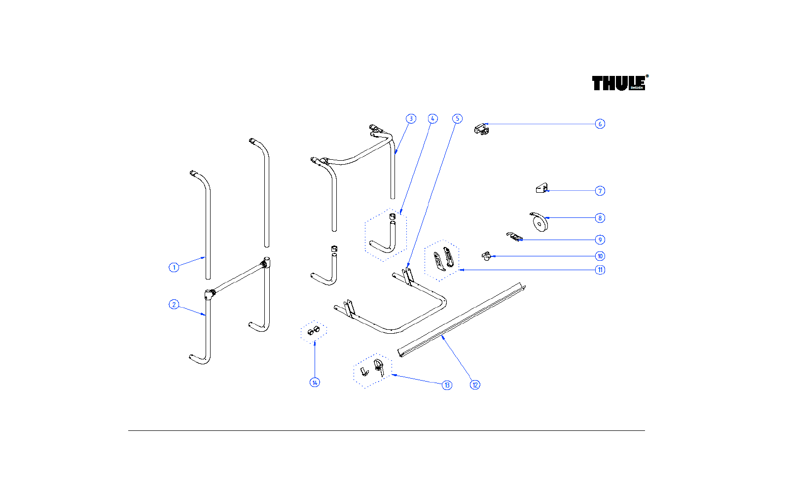 Thule Schienenbügel für Fahrradträger Essential LV / SV – Thule Ersatzteilnummer 1500602380
