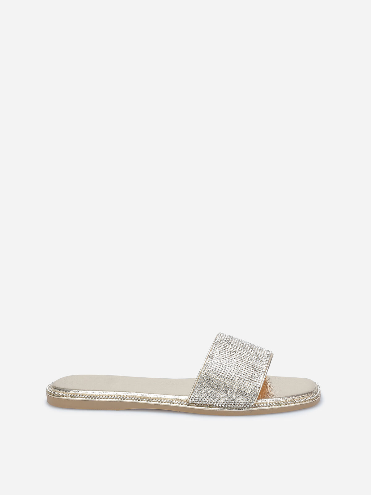 Mules plates à strass- Doré