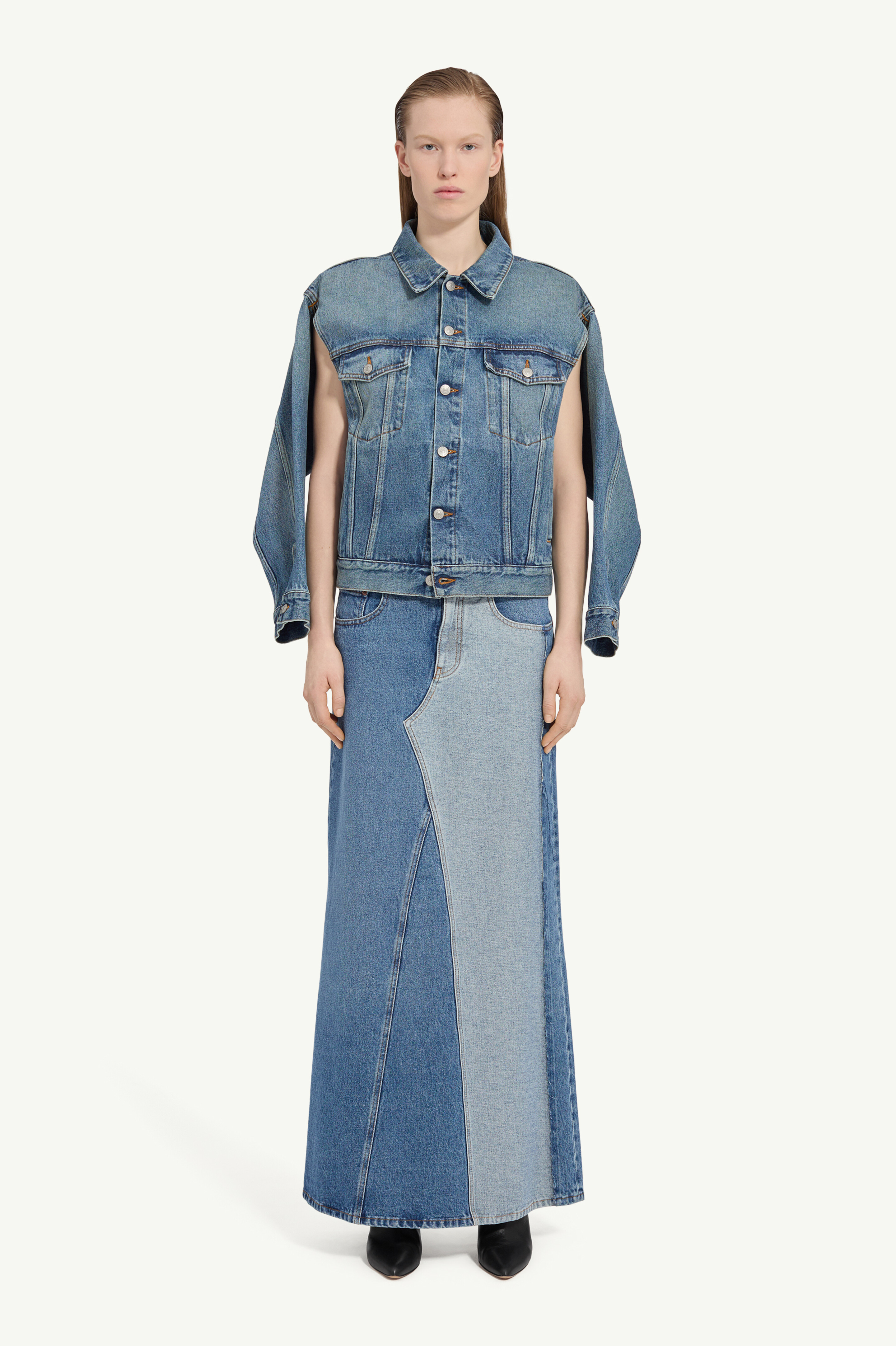 Veste en denim avec épaules structurées pour femme | MM6