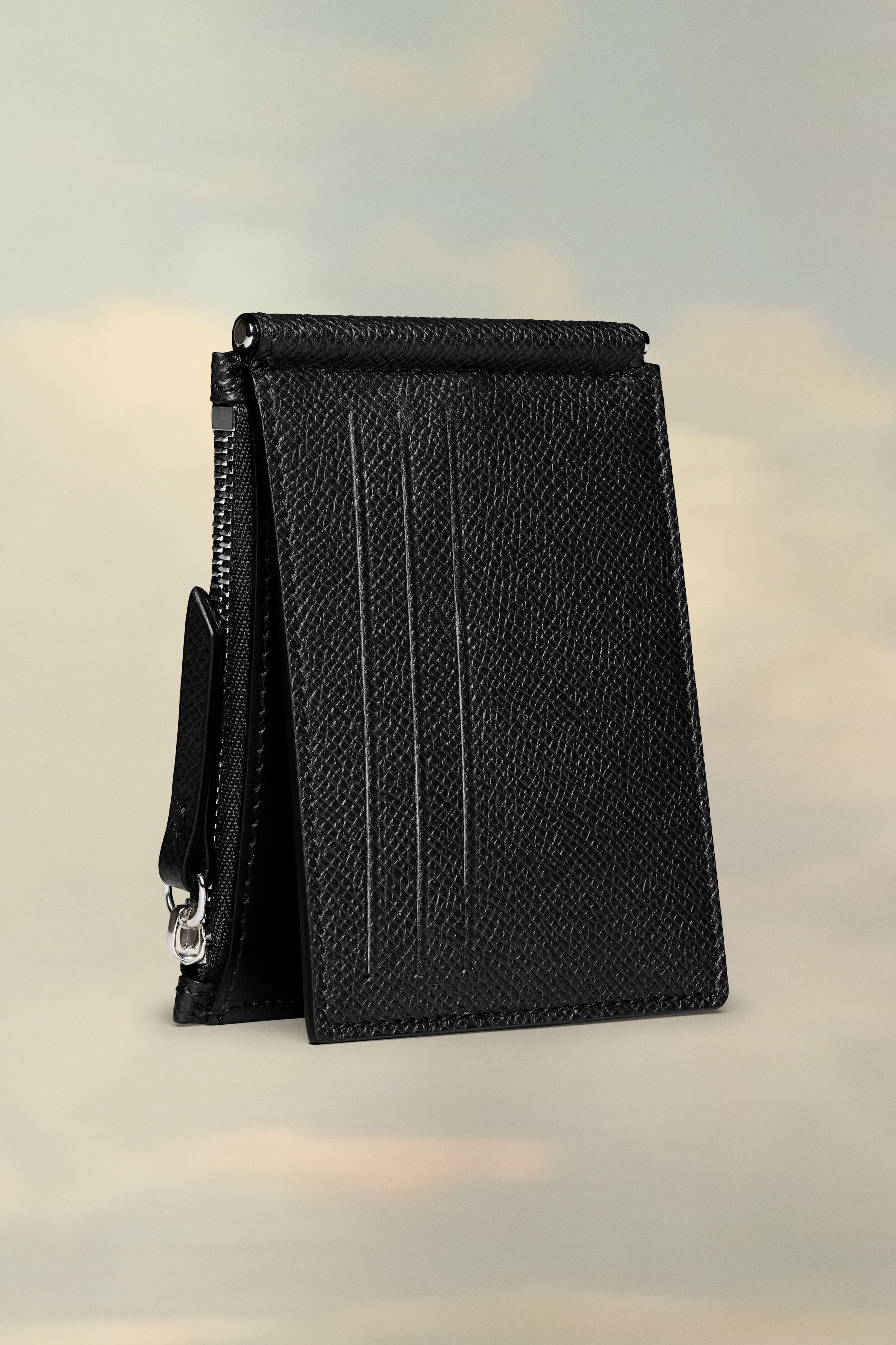 Porte-Cartes En Cuir Avec Pince À Billets Noir