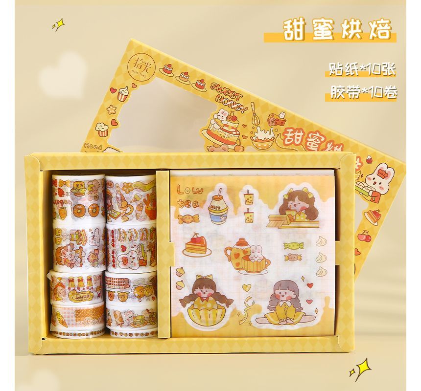 Jun's Journal - Set: Cartoon Masking Tape + Sticker