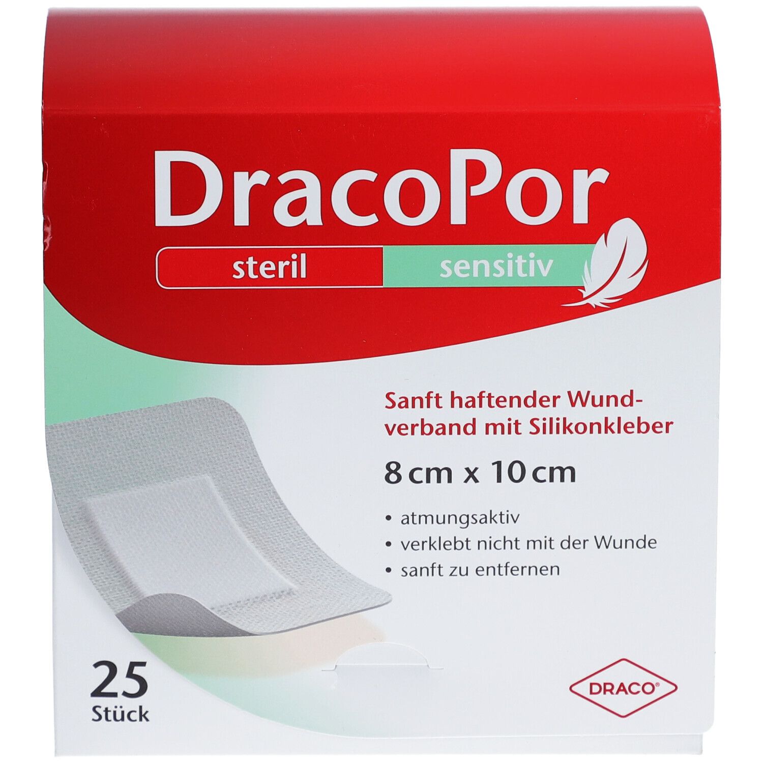 DracoPor sensitiv Wundverband 8 x 10 cm