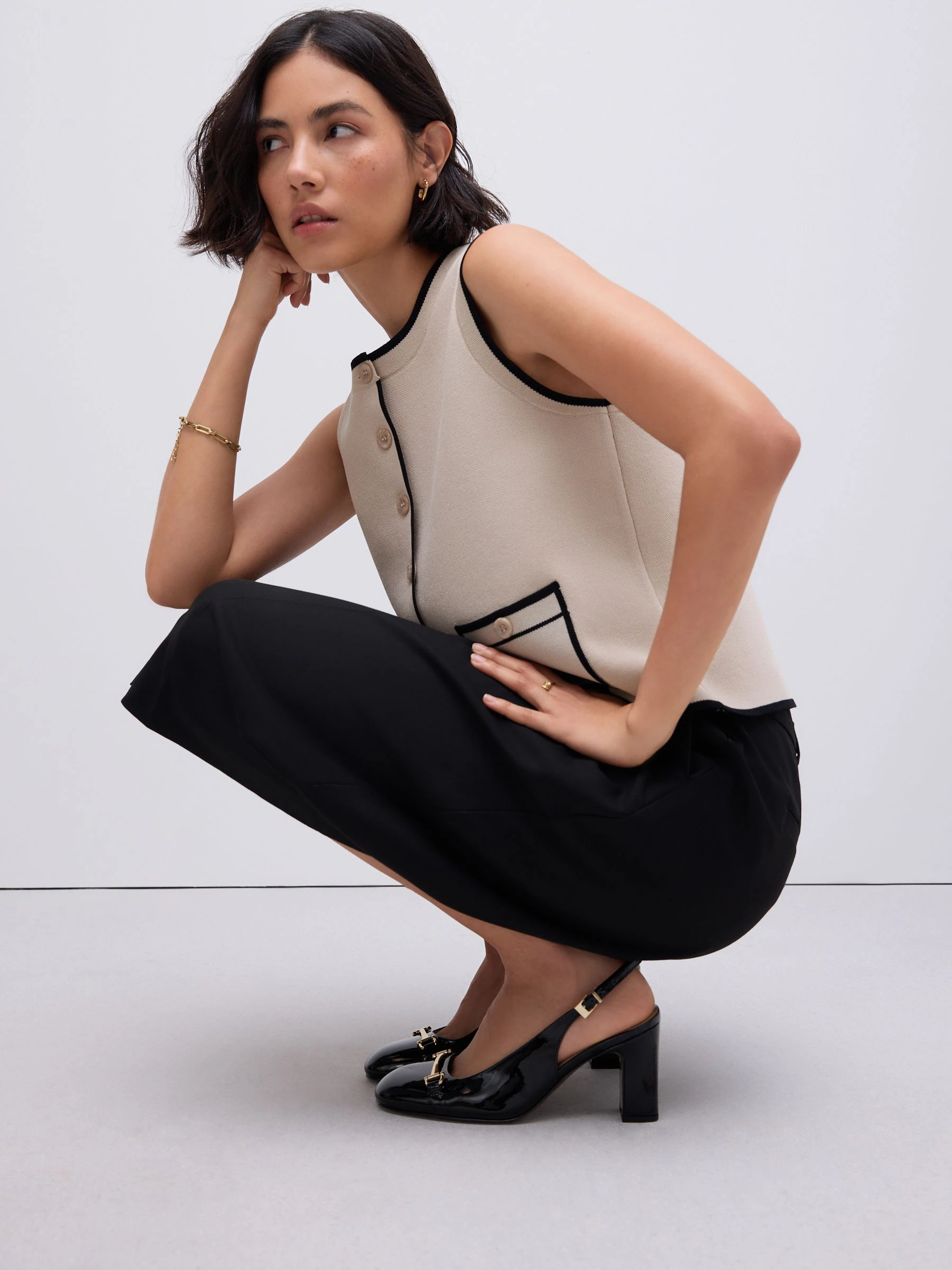 Zwart - Hardware Slingback Block Heels