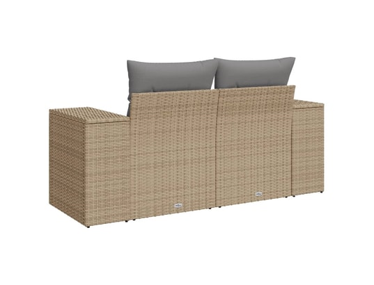 VIDAXL - Canapé de jardin avec coussins 2 places beige résine tressée