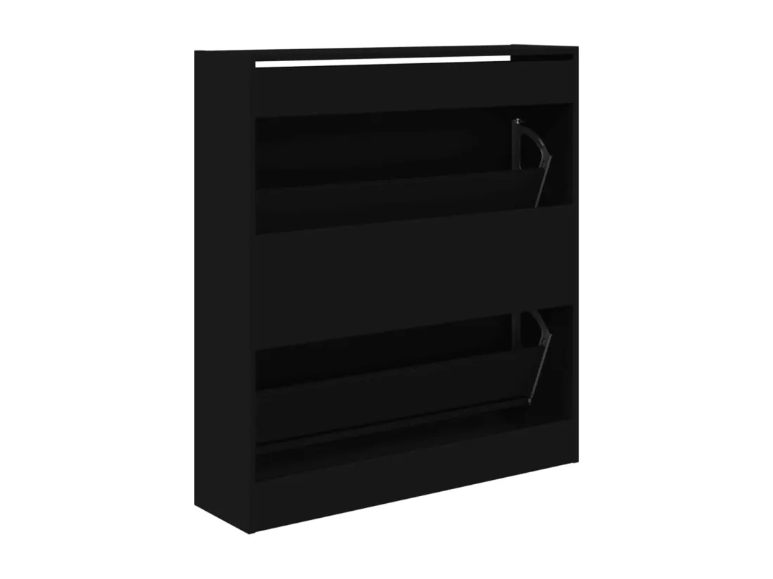 Armoire à chaussures noir 80x21x87,5 cm bois d'ingénierie