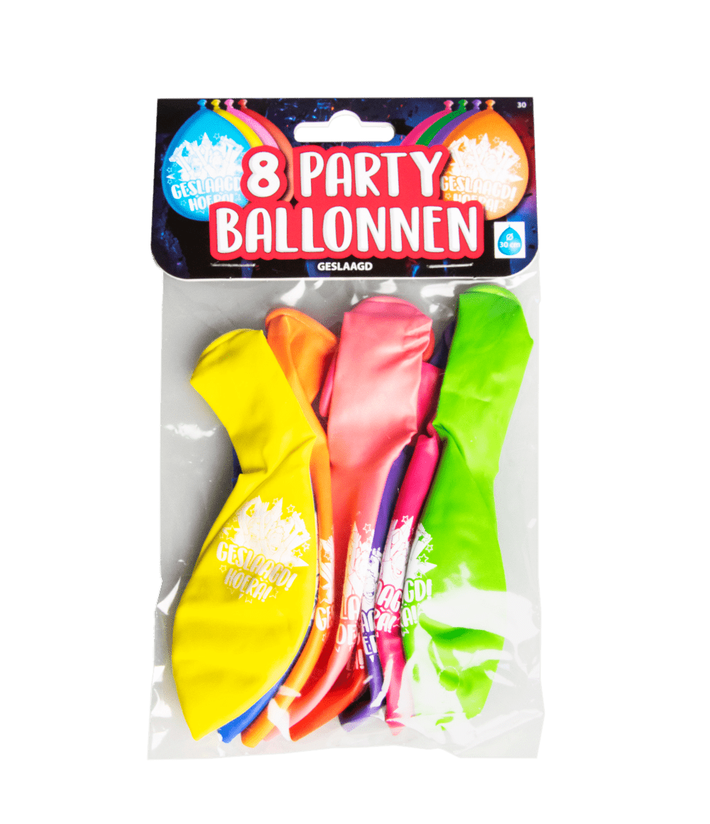 Geslaagd Ballonnen Hoera 30cm 8st