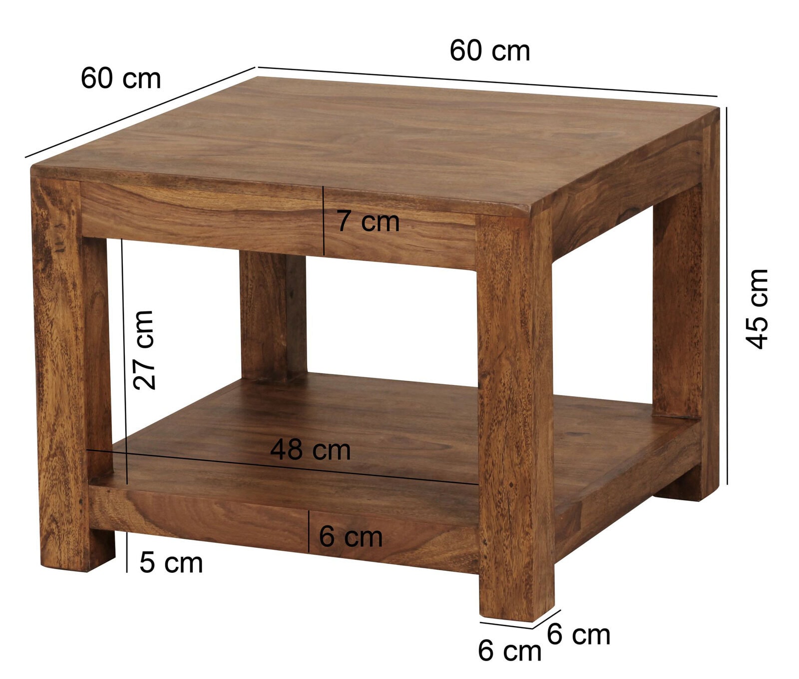 Couchtisch Hees 60x60 Massivholz Sheesham