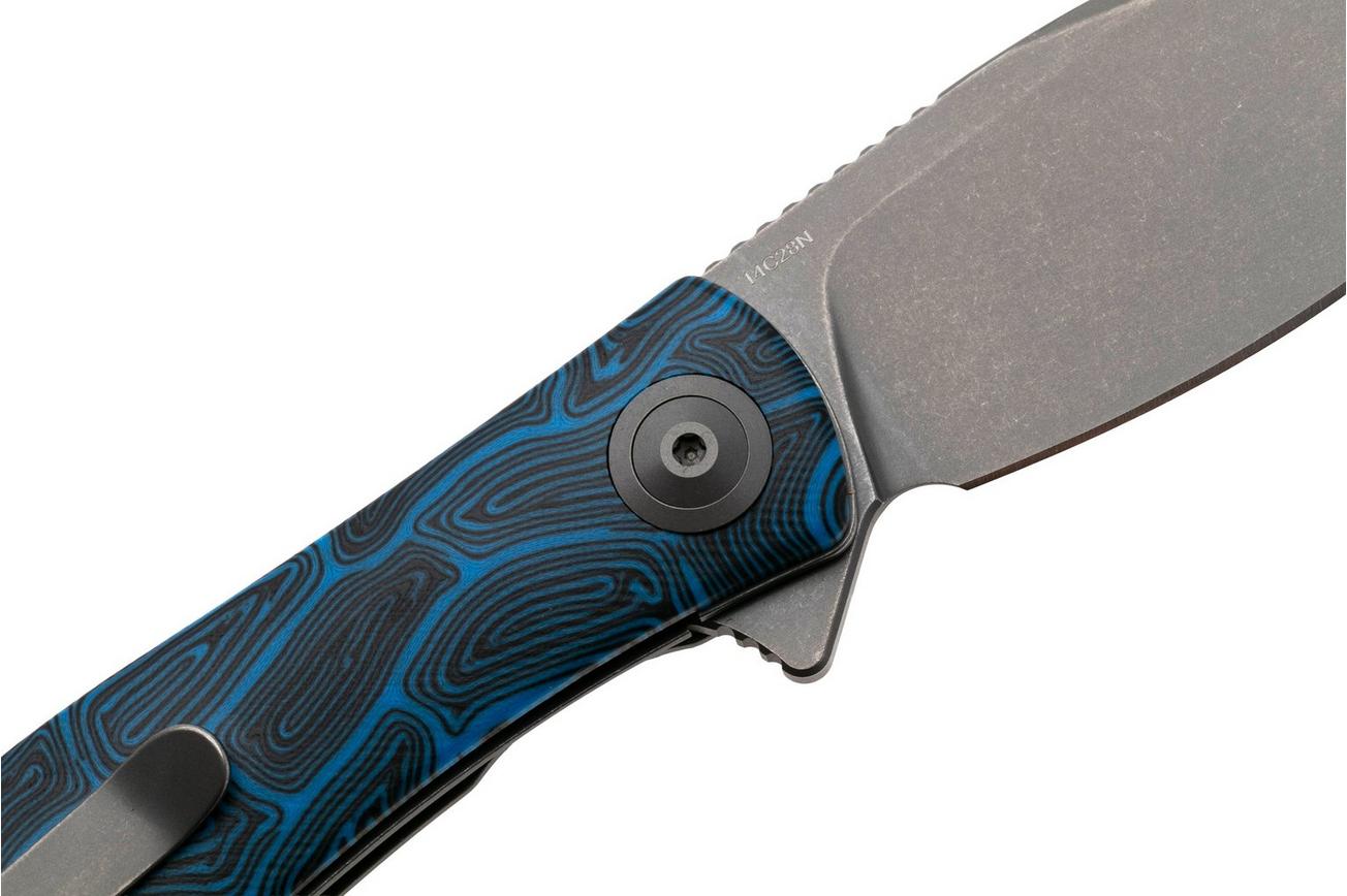 Trollsky Knives Mandu EVO MTE011 Stonewashed 14C28N, Blue Turtle G10, zakmes, Michael Trollsky design