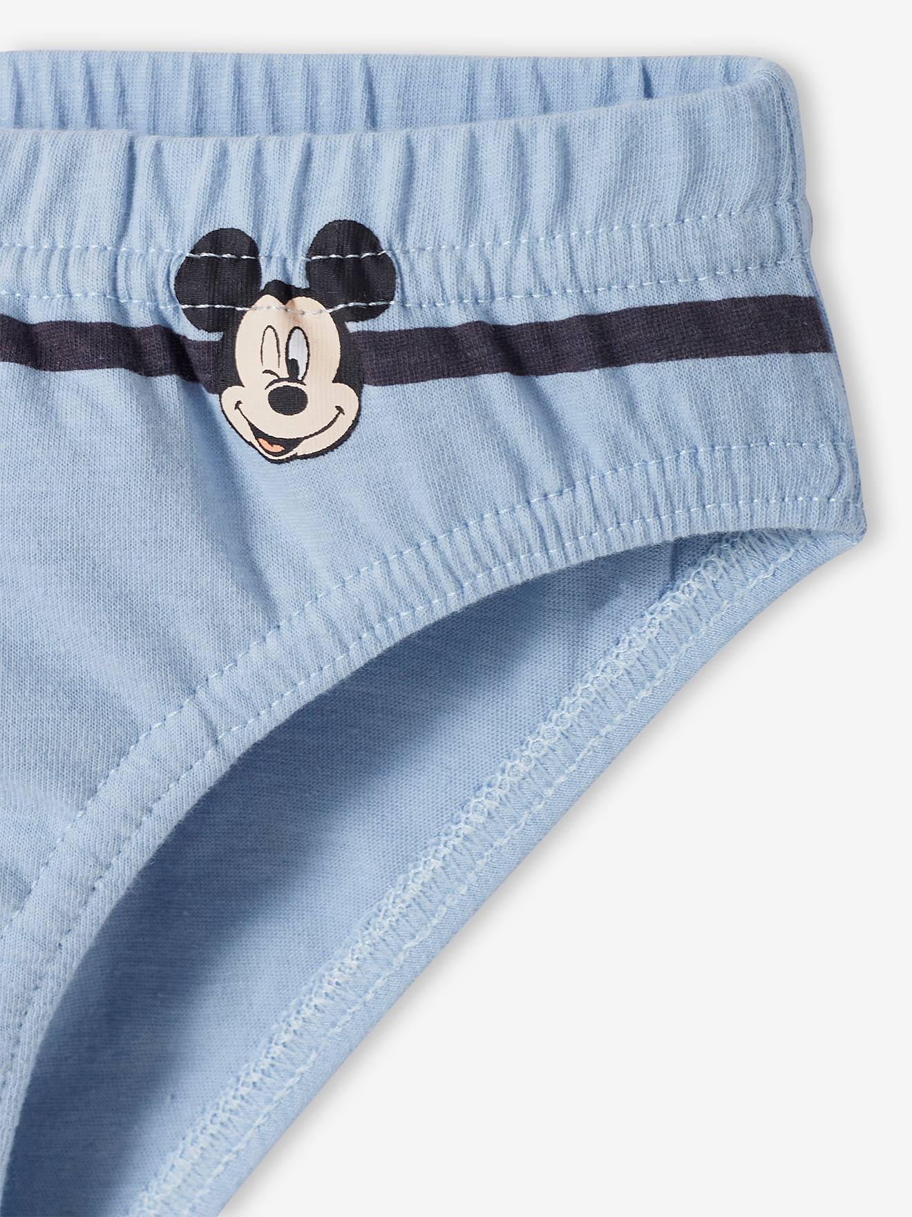 Pacote com 7 cuecas lisas azul-claras DS® Mickey com estampas.