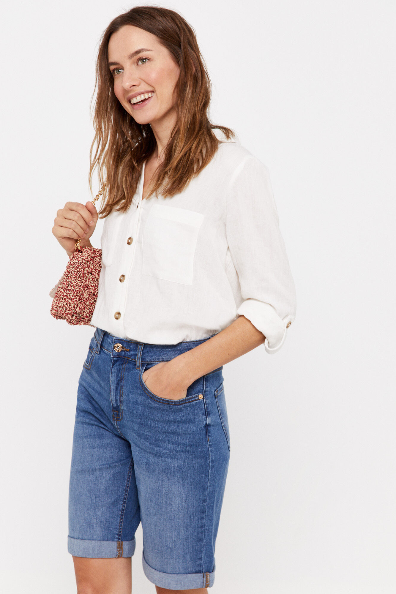 Bermuda jeans de 5 bolsos - Azul