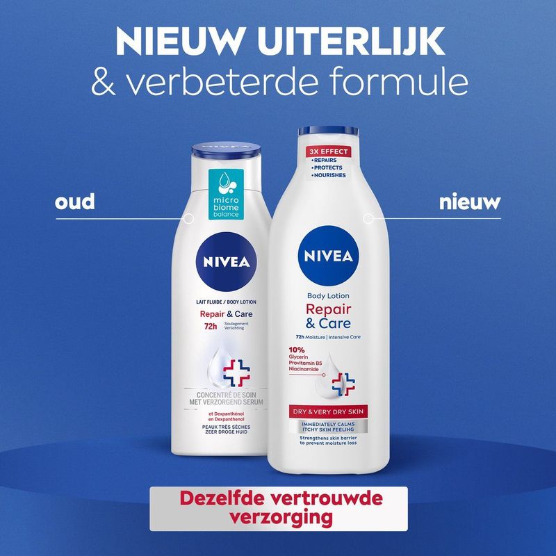 NIVEA Repair & Care Bodylotion - Bodycrème Zeer Droge Huid - 72u Hydraterende Lotion Serum - 400 ml