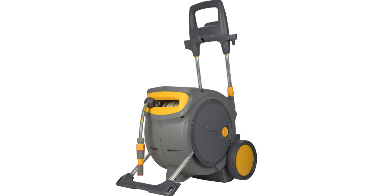 HozelockAuto Reel Mobile slangenwagen met 35 m slang, Incl. Multi Spraygun  (Grijs/geel)