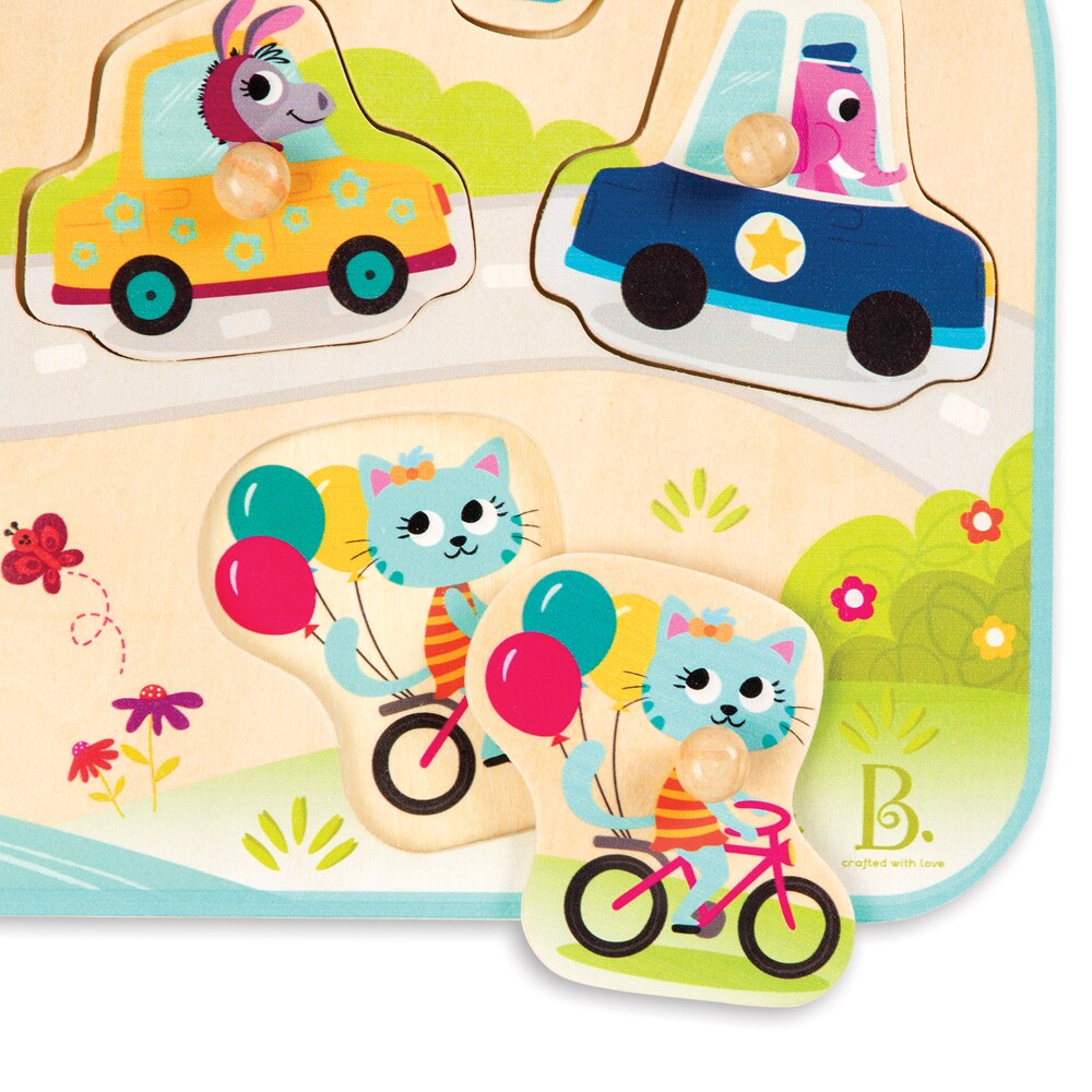 B.TOYS B. Vehicles On The Go - Holzpuzzle Verrückte Fahrzeuge 7-teilig