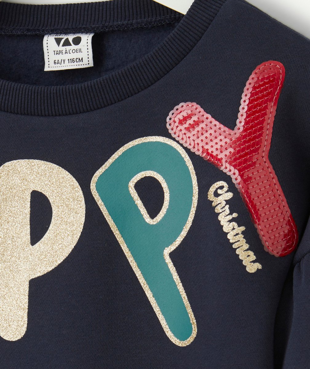 PULL DE NOËL MANCHES LONGUES FILLE EN FIBRES RECYCLÉES