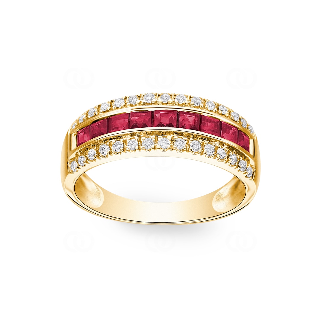 Rubinring 750/18 K Gelbgold mit Diamanten 0.20 ct H/si