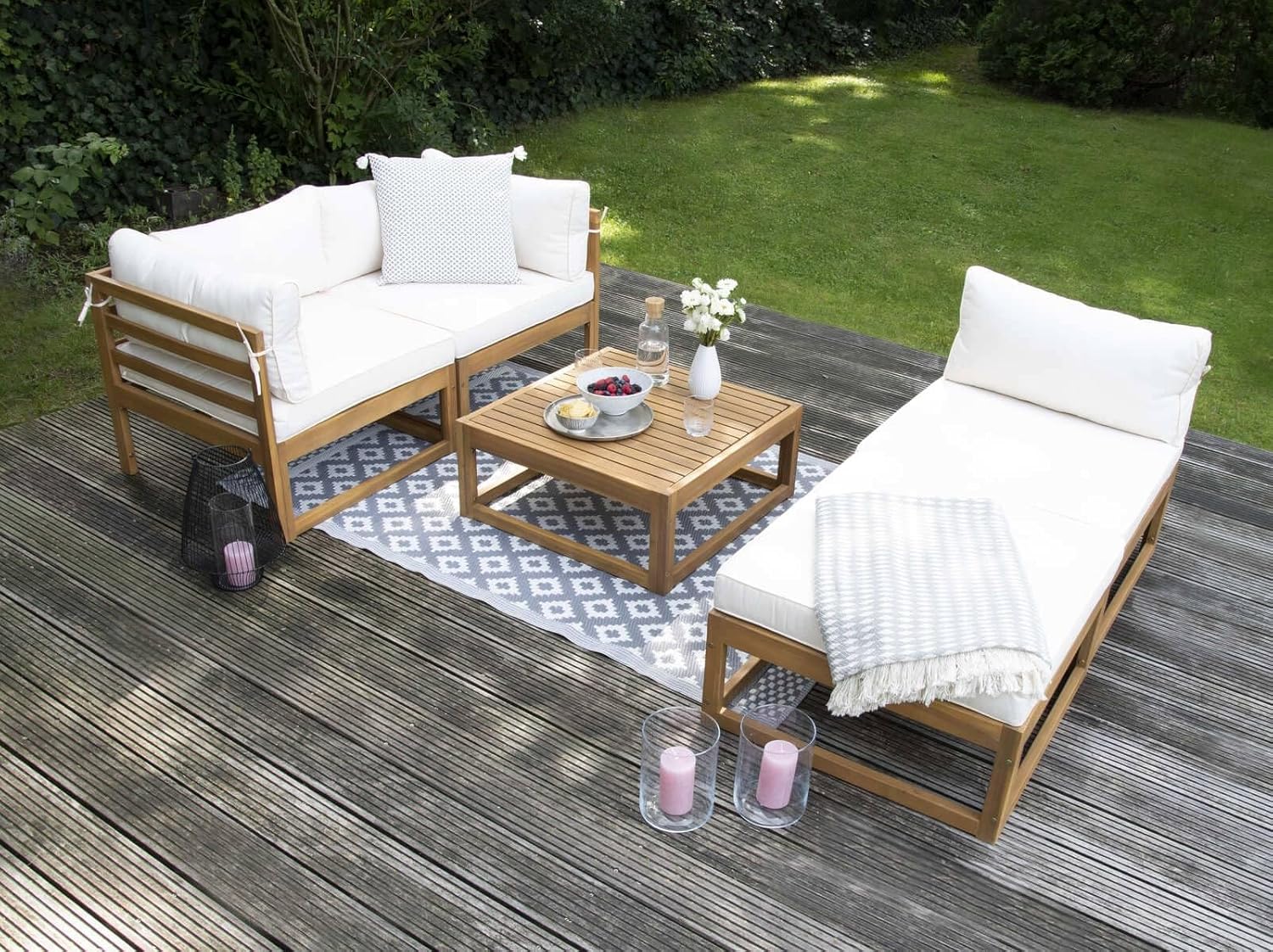 bellavista Modul-Lounge Karmoy - Gartenlounge aus Holz - Gartenmöbelset - Multifunktions-Lounge - Akazienholz - über 10 Stellmöglichkeiten - waschbare Bezüge - inkl. Sitz- und Rückenkissen