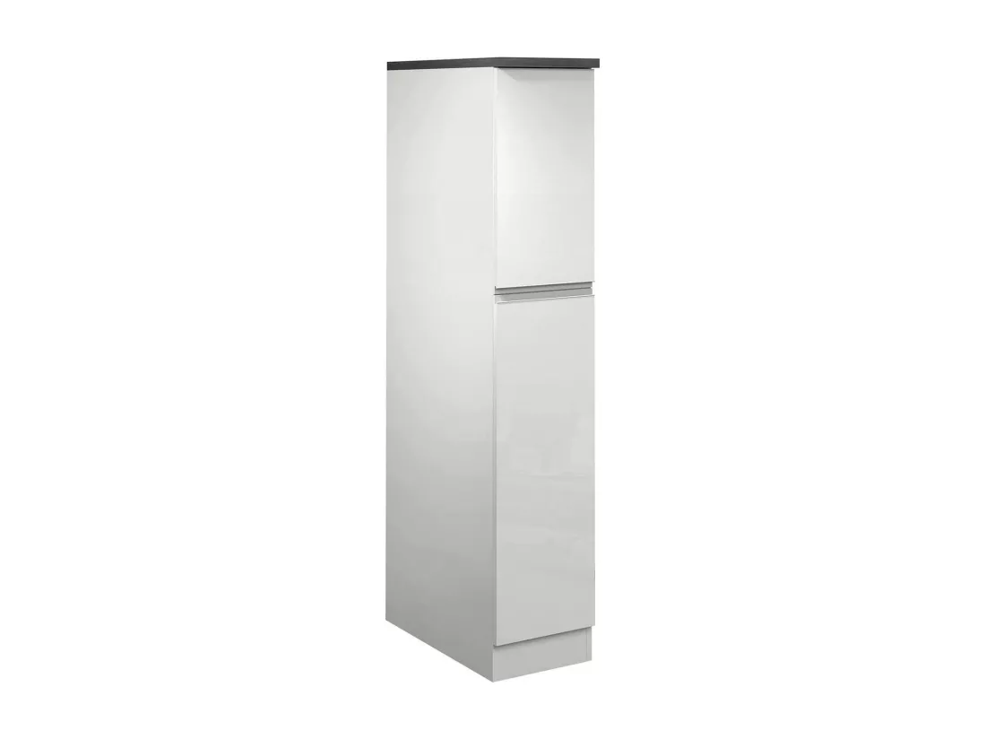 Buffet de Cuisine Dcasiragh, Armoire polyvalente, Meuble de kitchenette, Support réfrigérateur multifonctionnel, 100% Made in Italy, 30x60h165 cm, Blanc brillant et ardoise