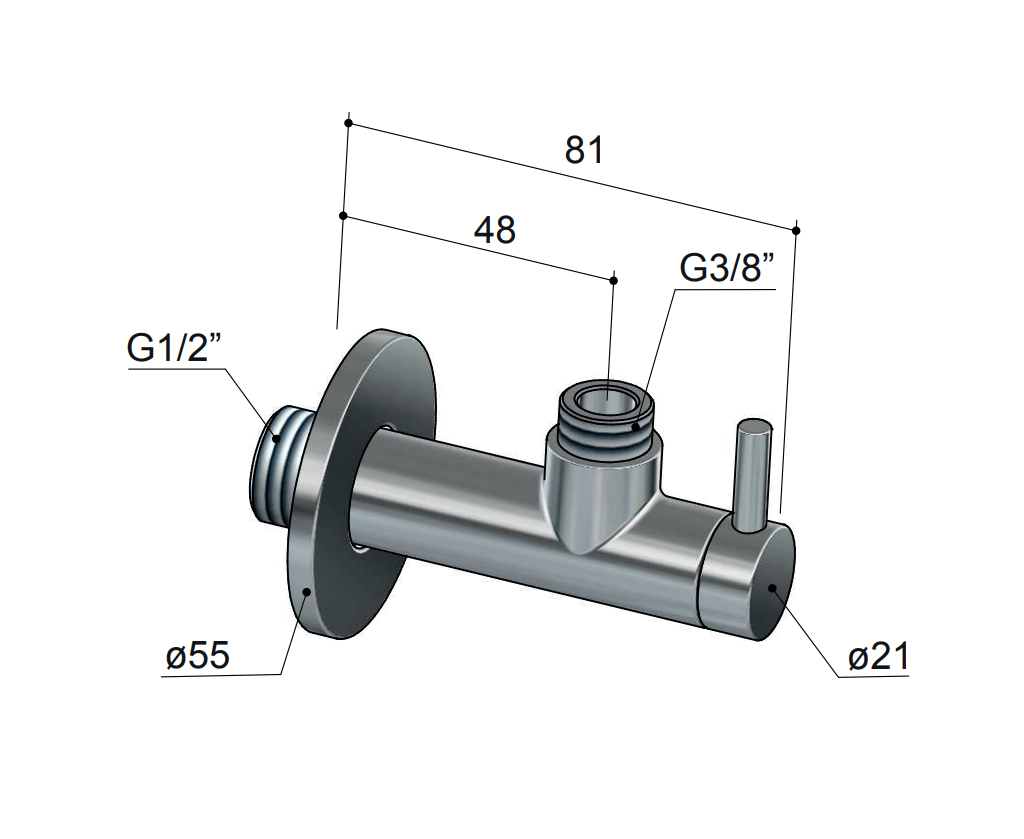 Hotbath Hoekstopkraan met filter 1/2'' Wit Mat P2002