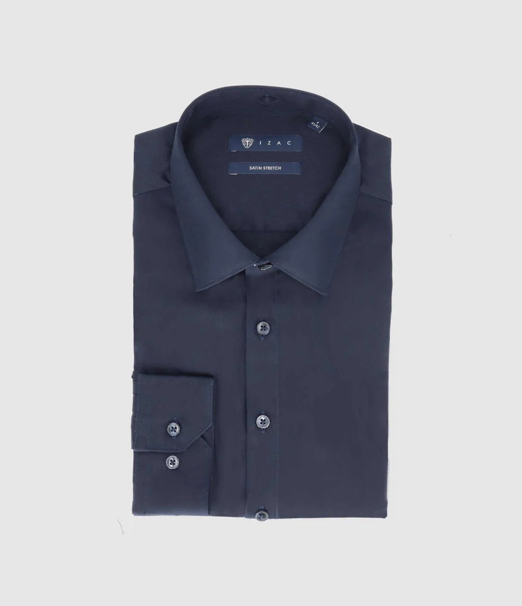 Chemise en satin stretch marine STRETCHBSBT