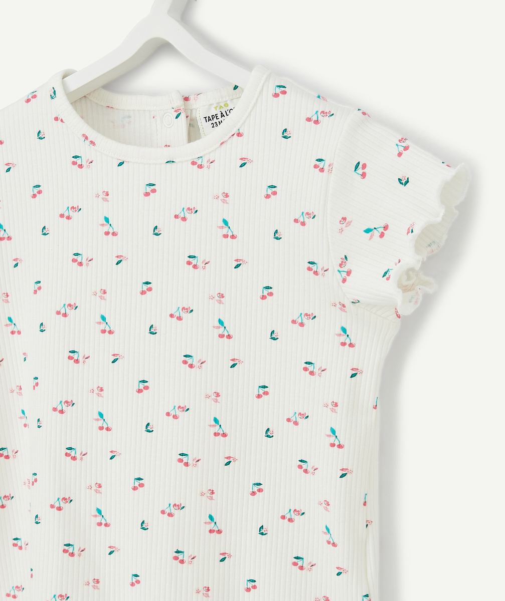 LE T-SHIRT BLANC EN COTON BIOLOGIQUE AVEC IMPRIMÉ CERISES