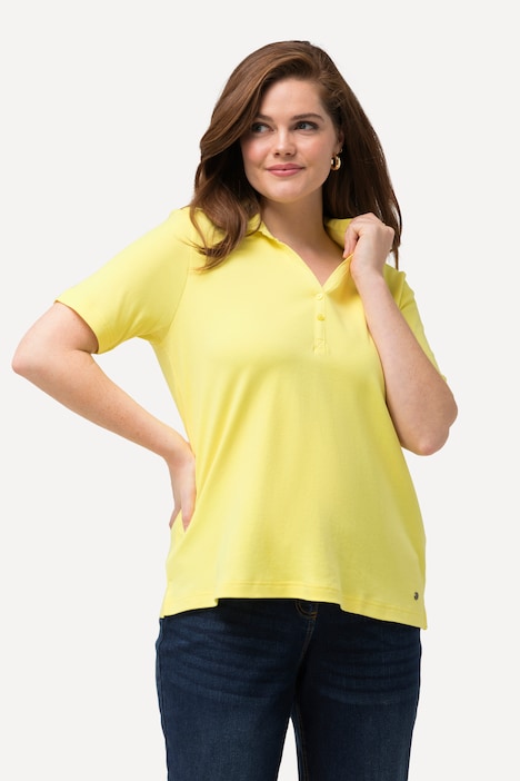 Poloshirt, Webkragen, Knopfleiste, Halbarm