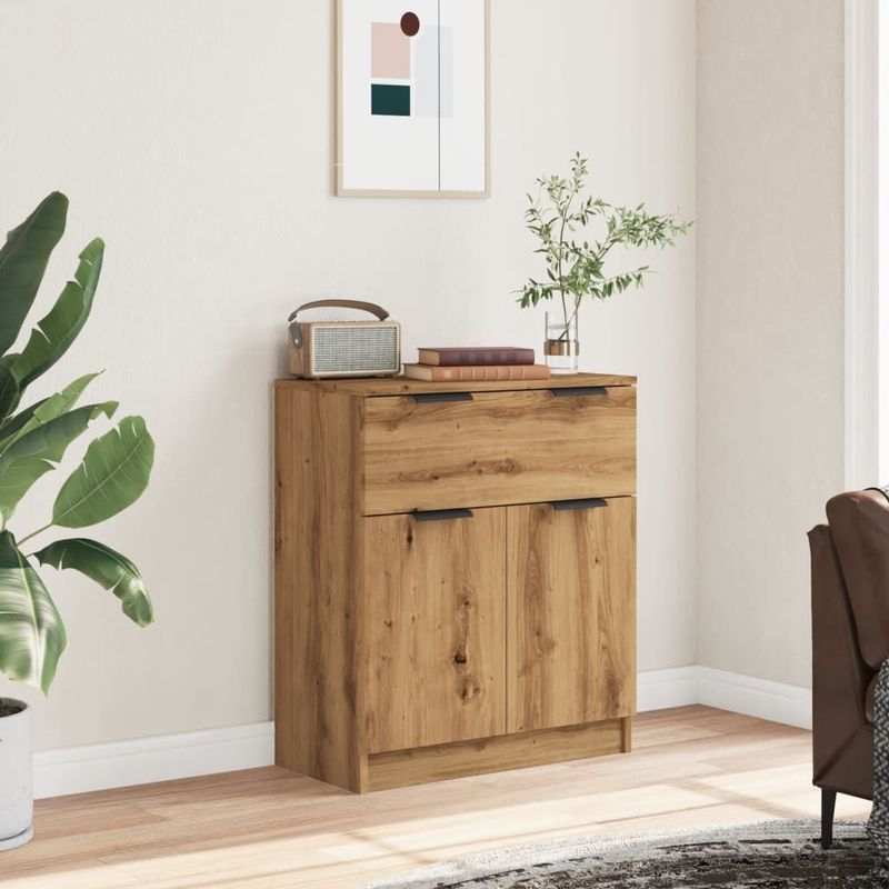 vidaXL - Dressoir - Artisan Eikenkleurig - Bewerkt Hout