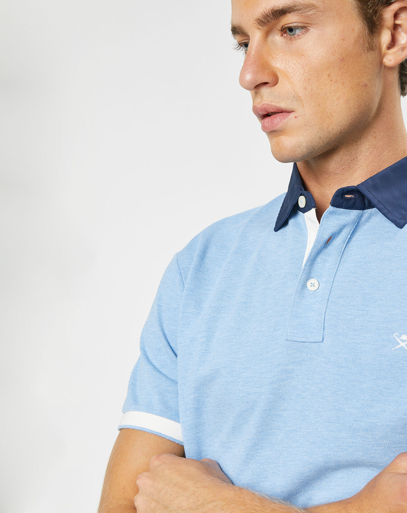 Hackett London Polo Classic Fit Piqué Brand bleu ciel