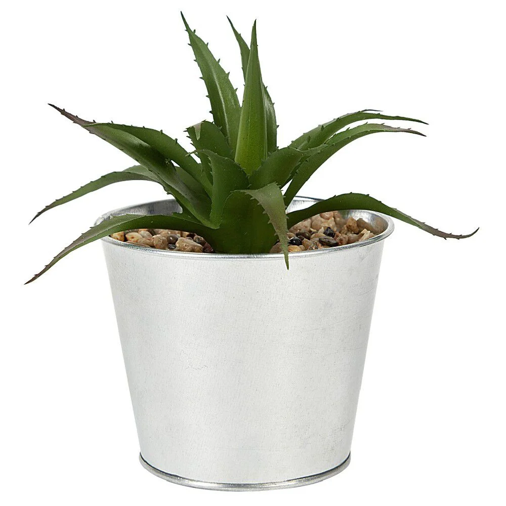 Plante grasse artificelle pot en zinc