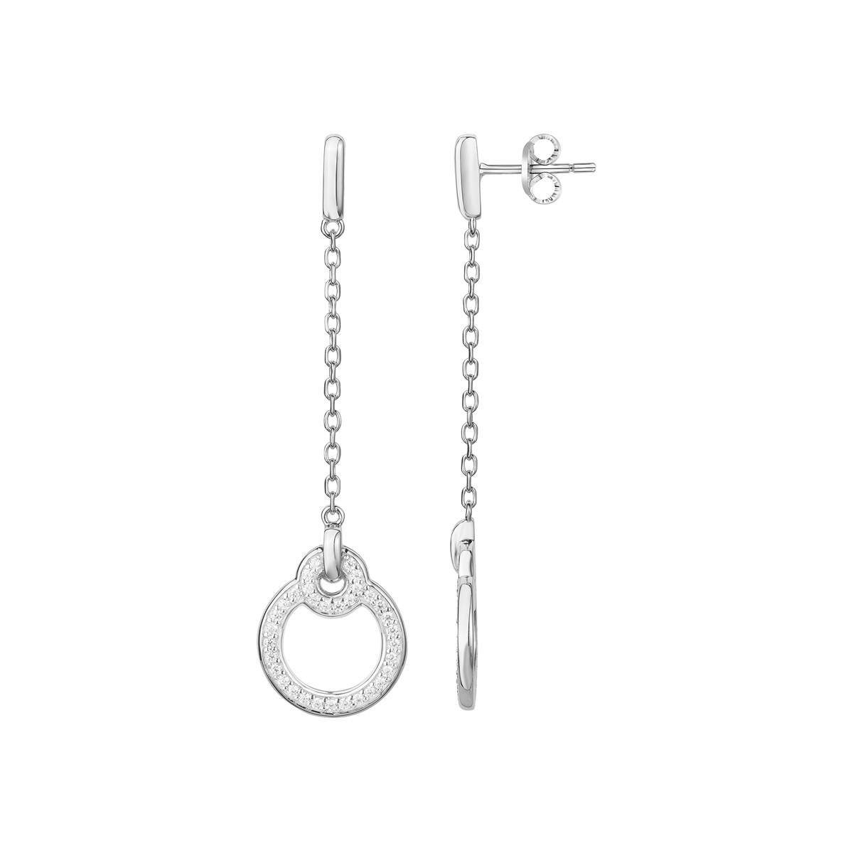 Boucles d'oreilles pendantes en Argent avec oxyde de zirconium blanc