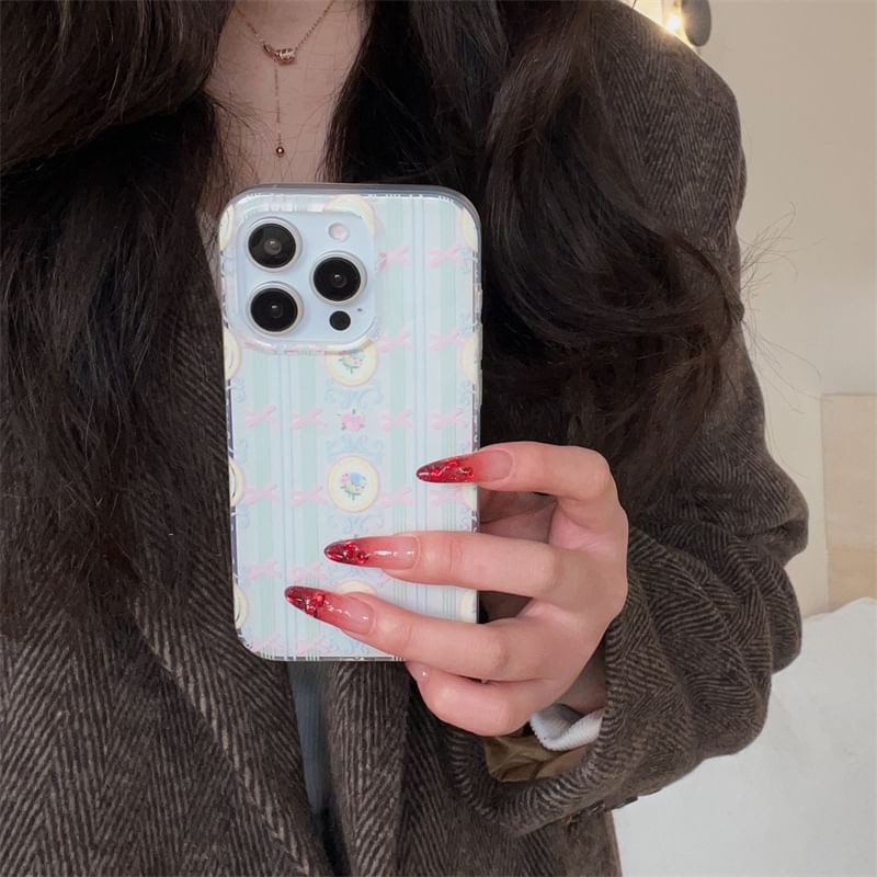 Fonekase - Bow-telefoonhoesje - Apple iPhone 16 Pro Max / 16 Pro / 16 Plus / 16 / 15 Pro Max / 15 Pro / 15 Plus / 15 / 14 Pro Max / 14 Pro / 14 Plus / 14 / SE / 13 Pro Max / 13 Pro / 13