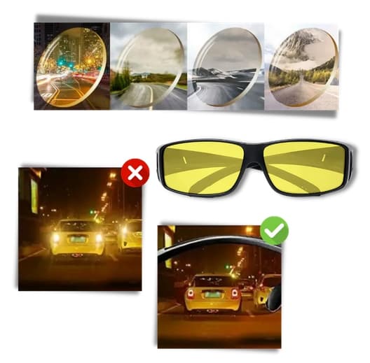 Mørke briller for bilkjøring - Night Vision Glasses UV400 protection - Solbriller
