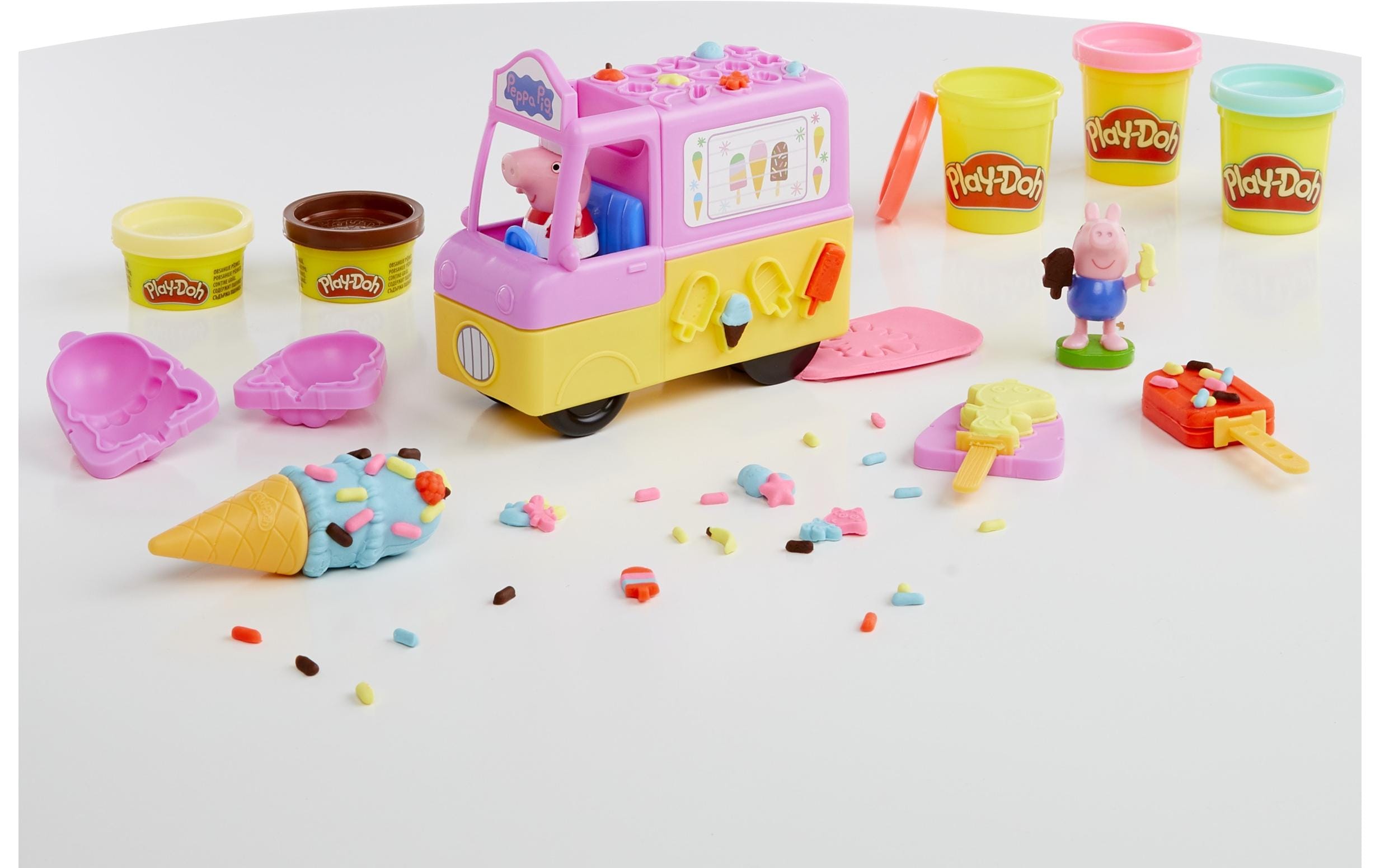 Knetspielzeug Peppa`s Ice Cream PlaysetPeppas Eiscreme-Spielset mit 5 Knetdosen