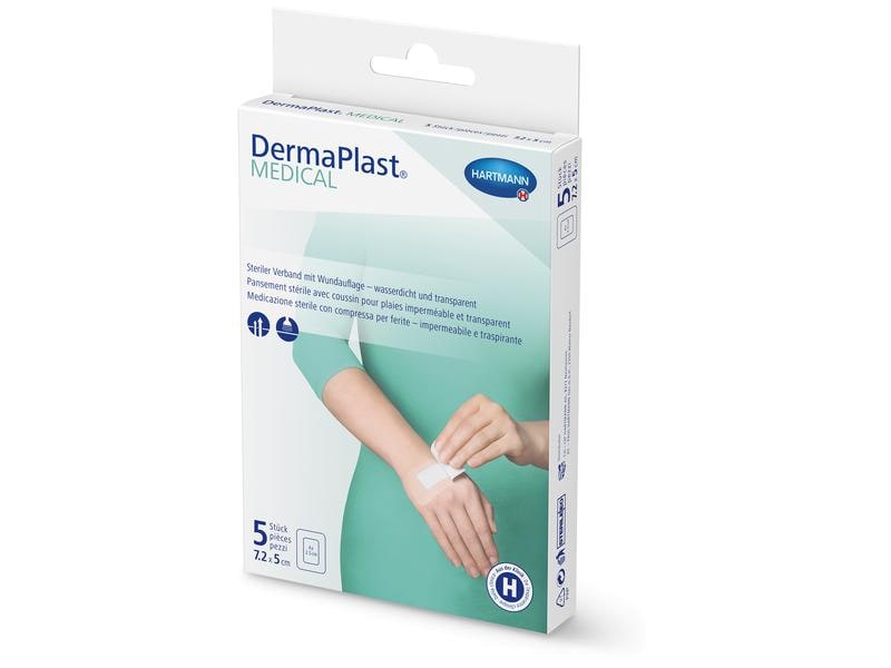 DermaPlast Medical Transparentverband mit Wundauflage 7.2 x Steriles transparentes Wundpflaster