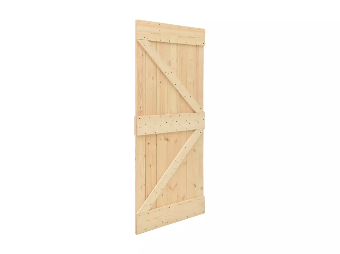 Porte coulissante et kit de quincaillerie 100x210 cm Pin massif