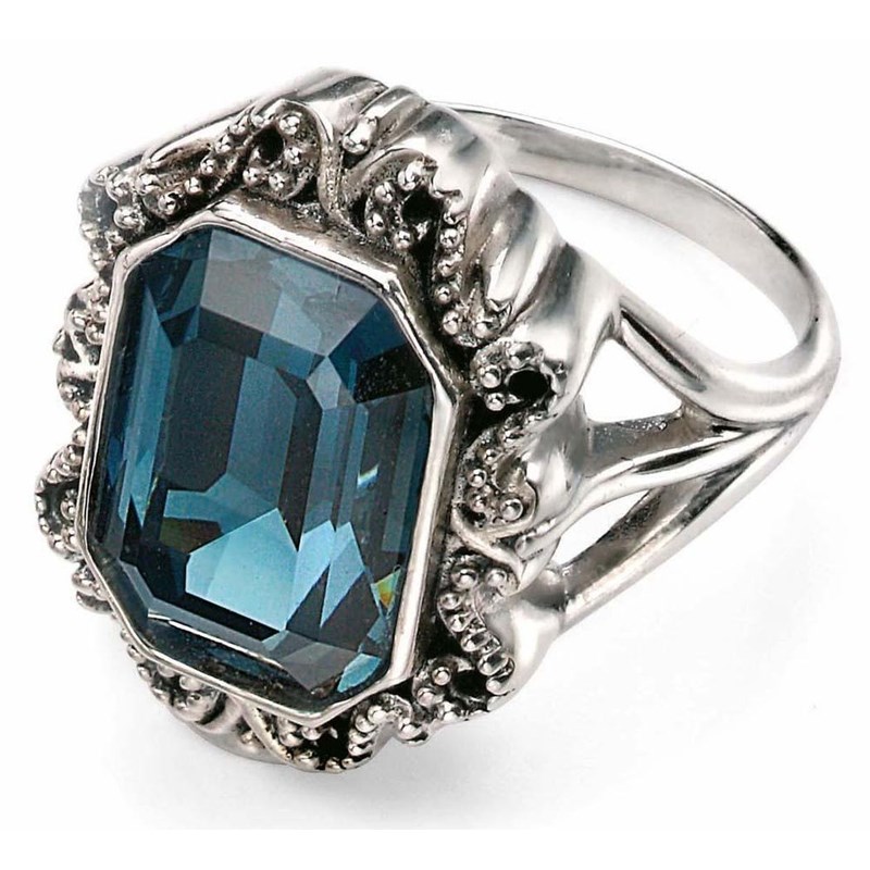 Bague comtésse en cristal de Swarovski® bleu marine argent 925/1000