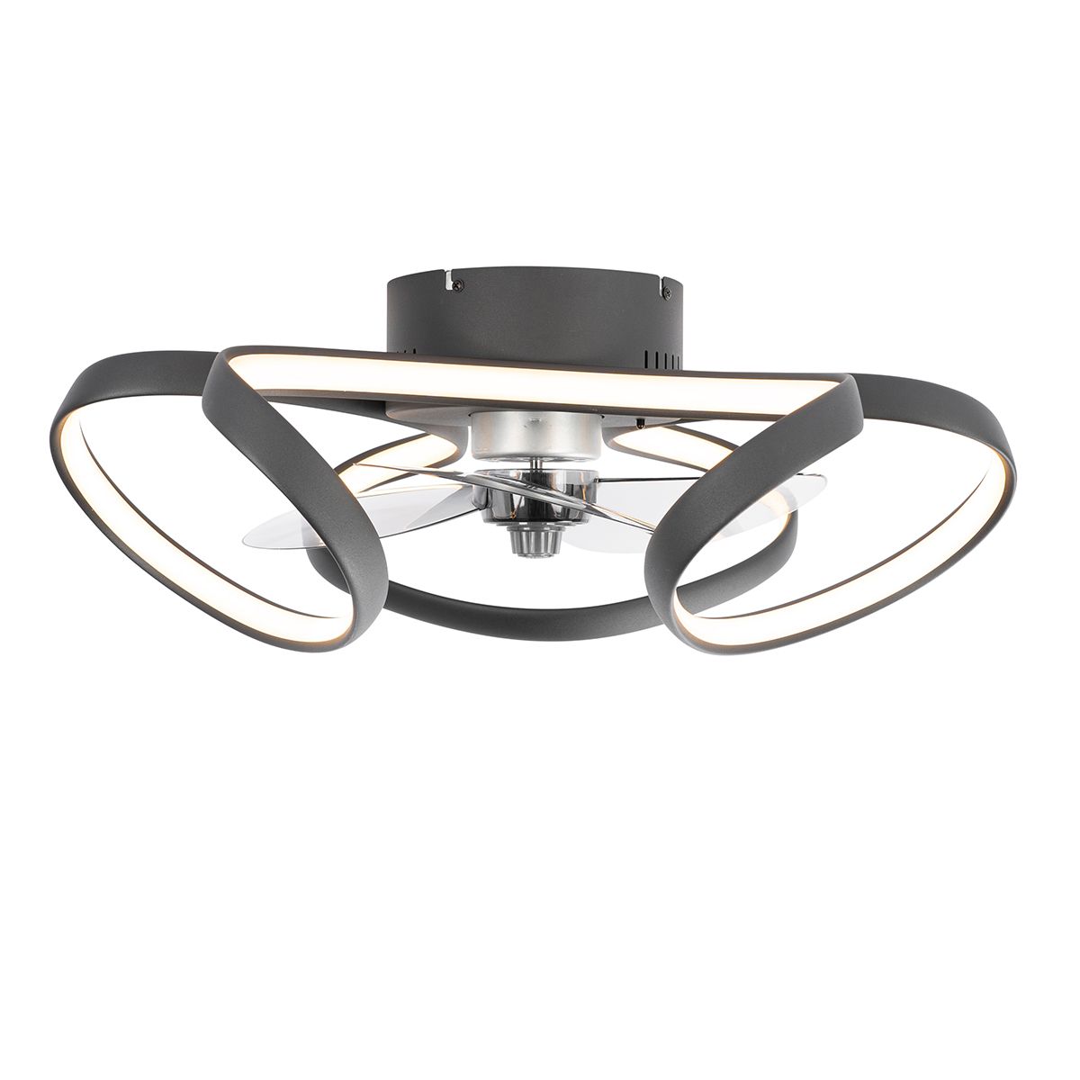Plafondventilator zwart 55cm incl. LED dimbaar met afstandsbediening - Mandy