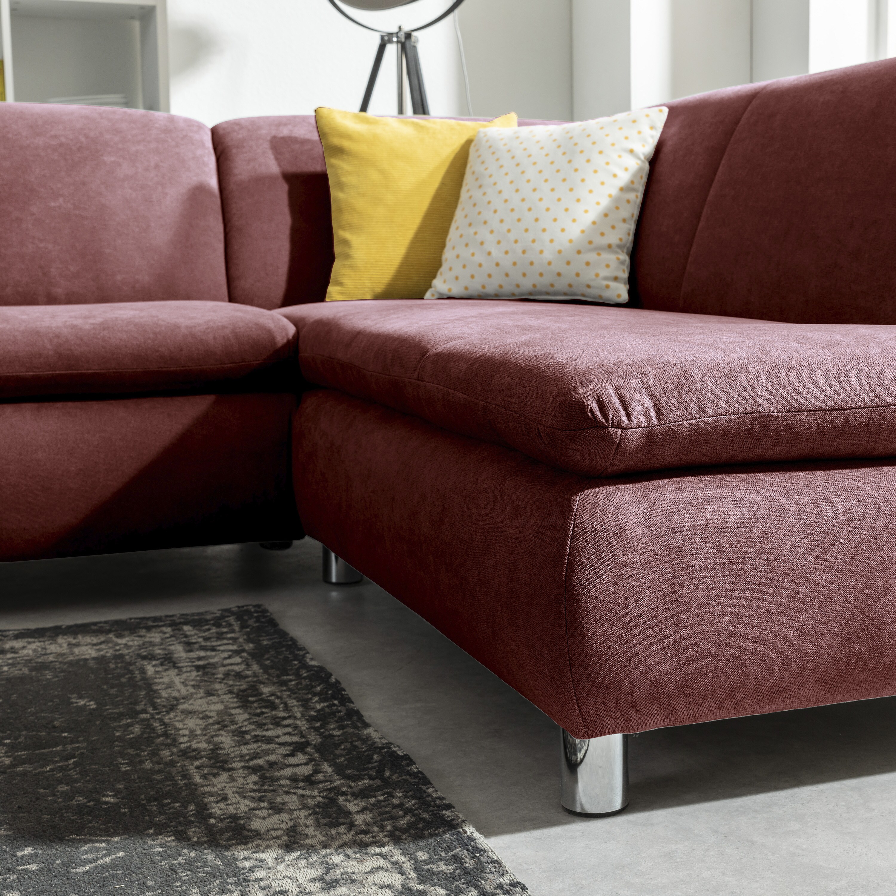 Max Winzer Terrence Sofa 2,5-Sitzer links mit Ecksofa rechts Flachgewebe rot
