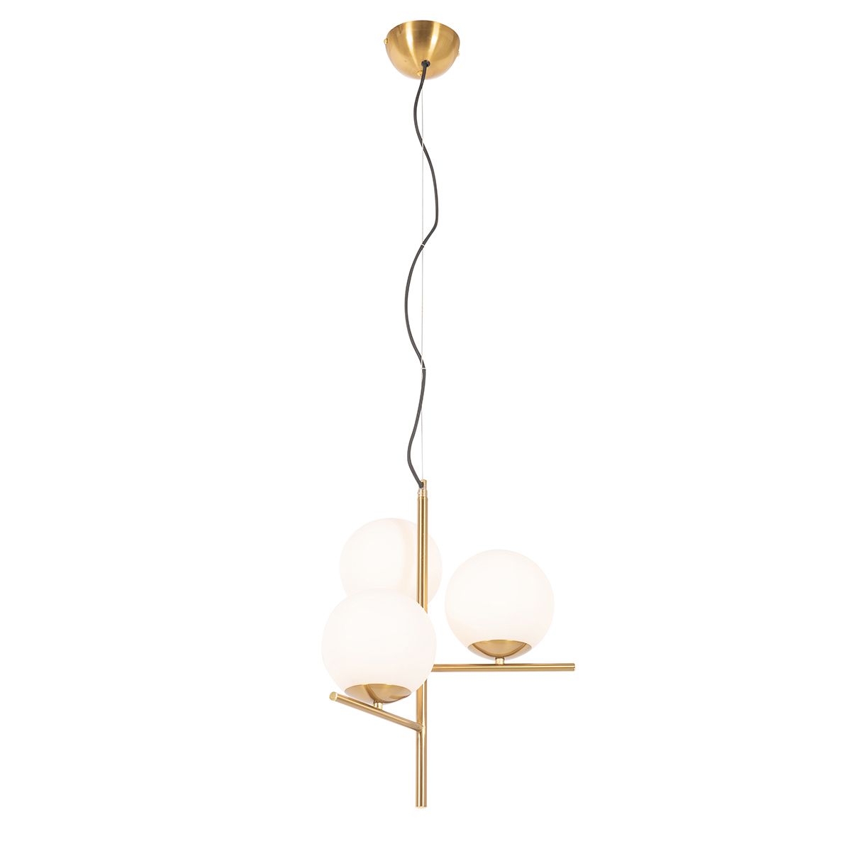 Art Deco hanglamp goud met glas opaal 3-lichts - Flore