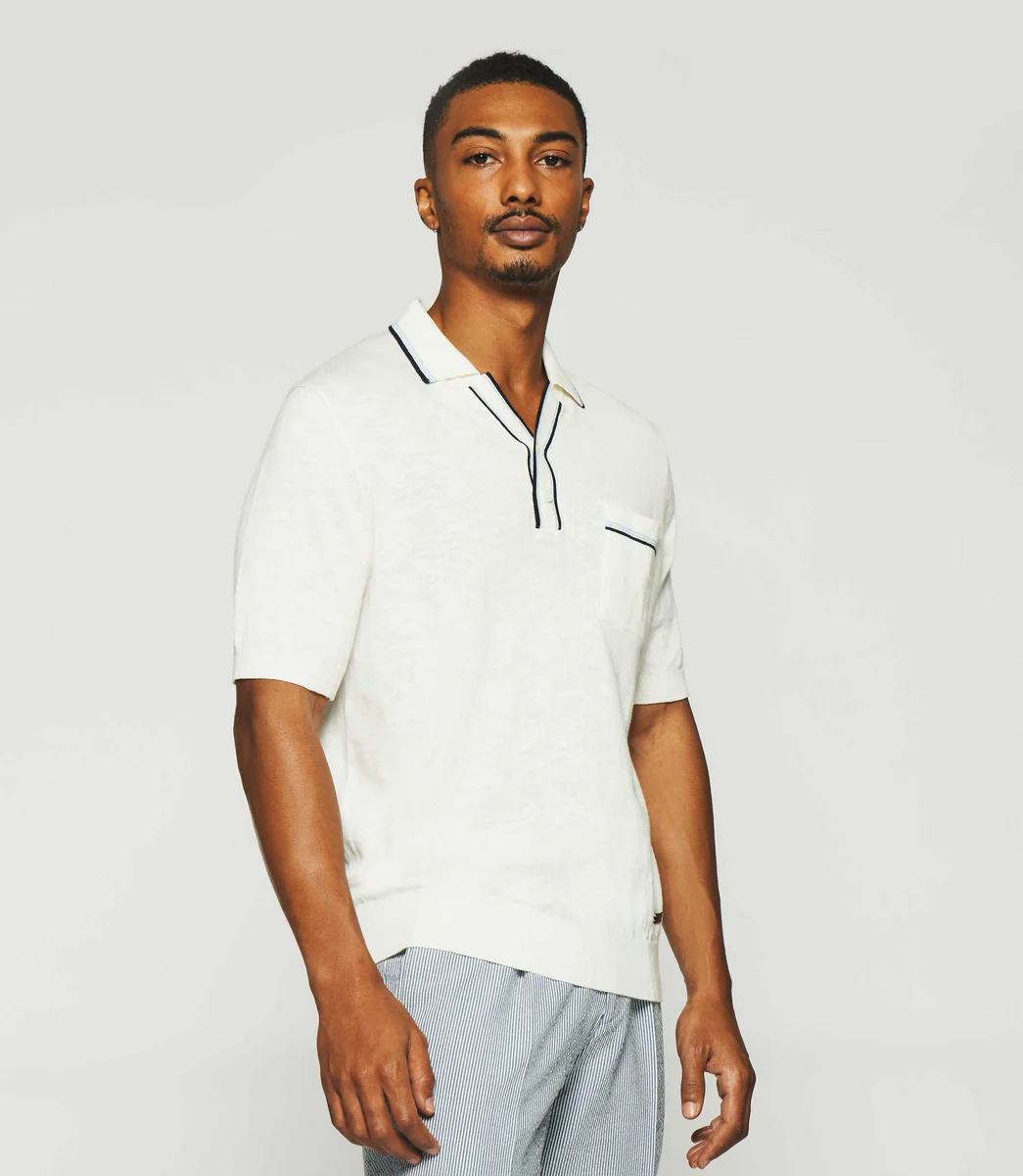 Polo uni avec poche écru GASTON