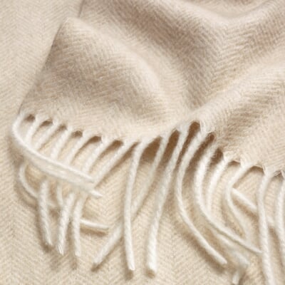 Kaschmirdecke Fischgrat, Beige