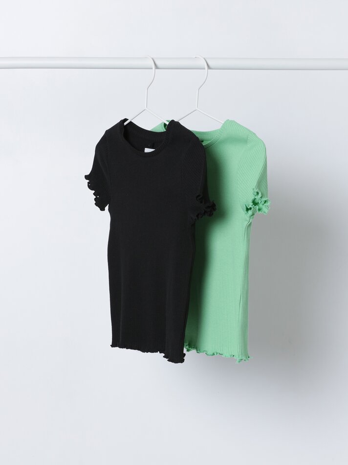 Conjunto de 2 camisetas caneladas - Pretas
