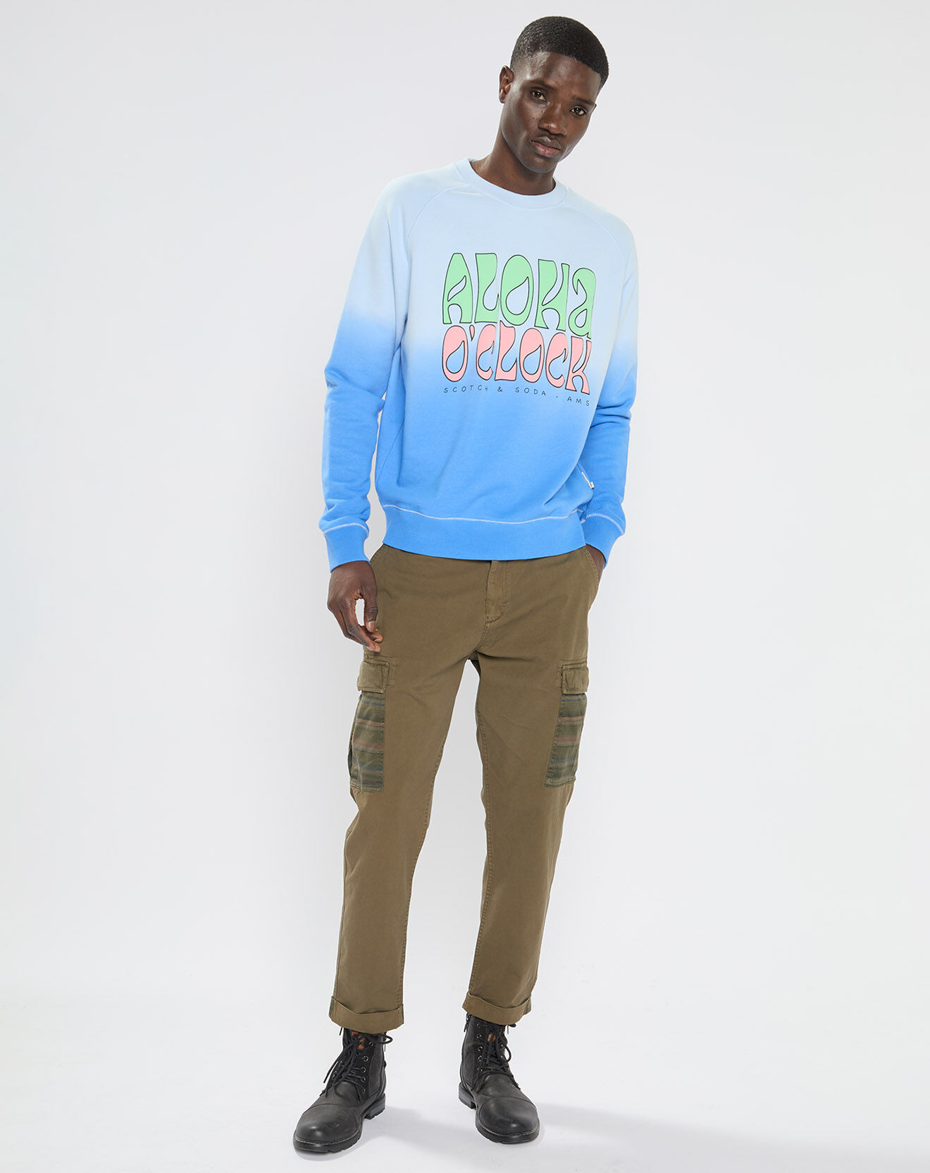 Scotch & Soda Pantalon Cargo Loose Tapered kaki foncé