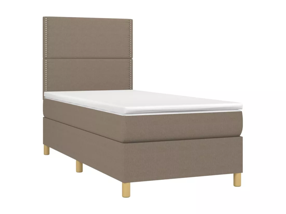 Sommier tapissier avec matelas et LED Taupe 90x190 cm Tissu
