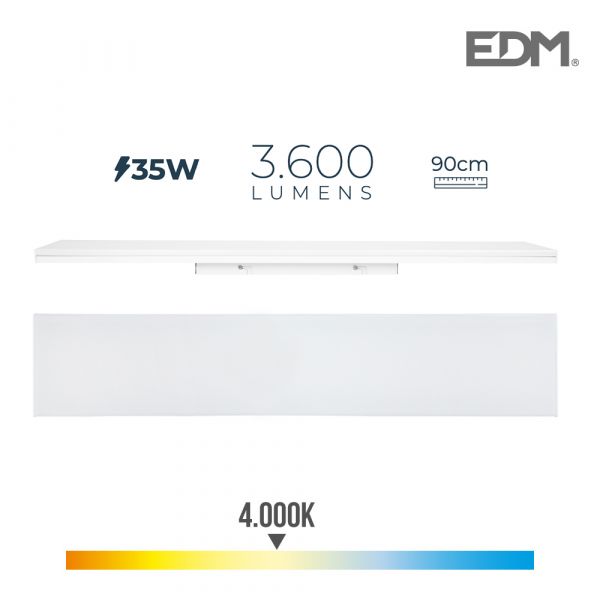 EDM Armadura LED 35w 4000k Luz Dia 3600lm 12x90x4,5cm