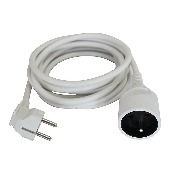 Rallonge blanche H05VVF 3G1 5mm² 3m avec clapet