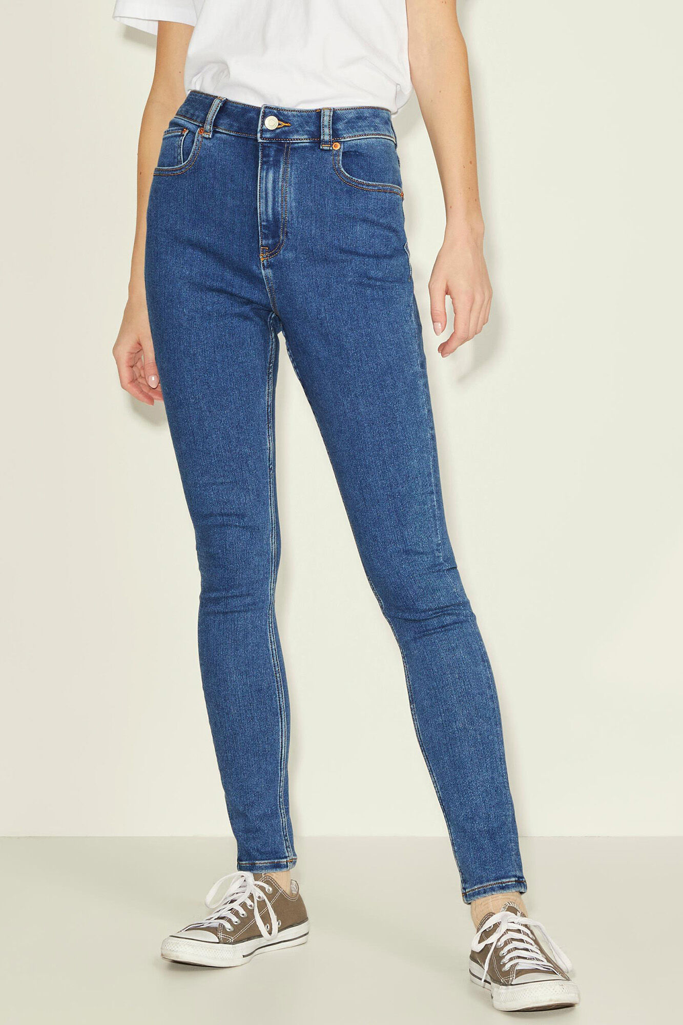 Calça jeans skinny de cintura alta