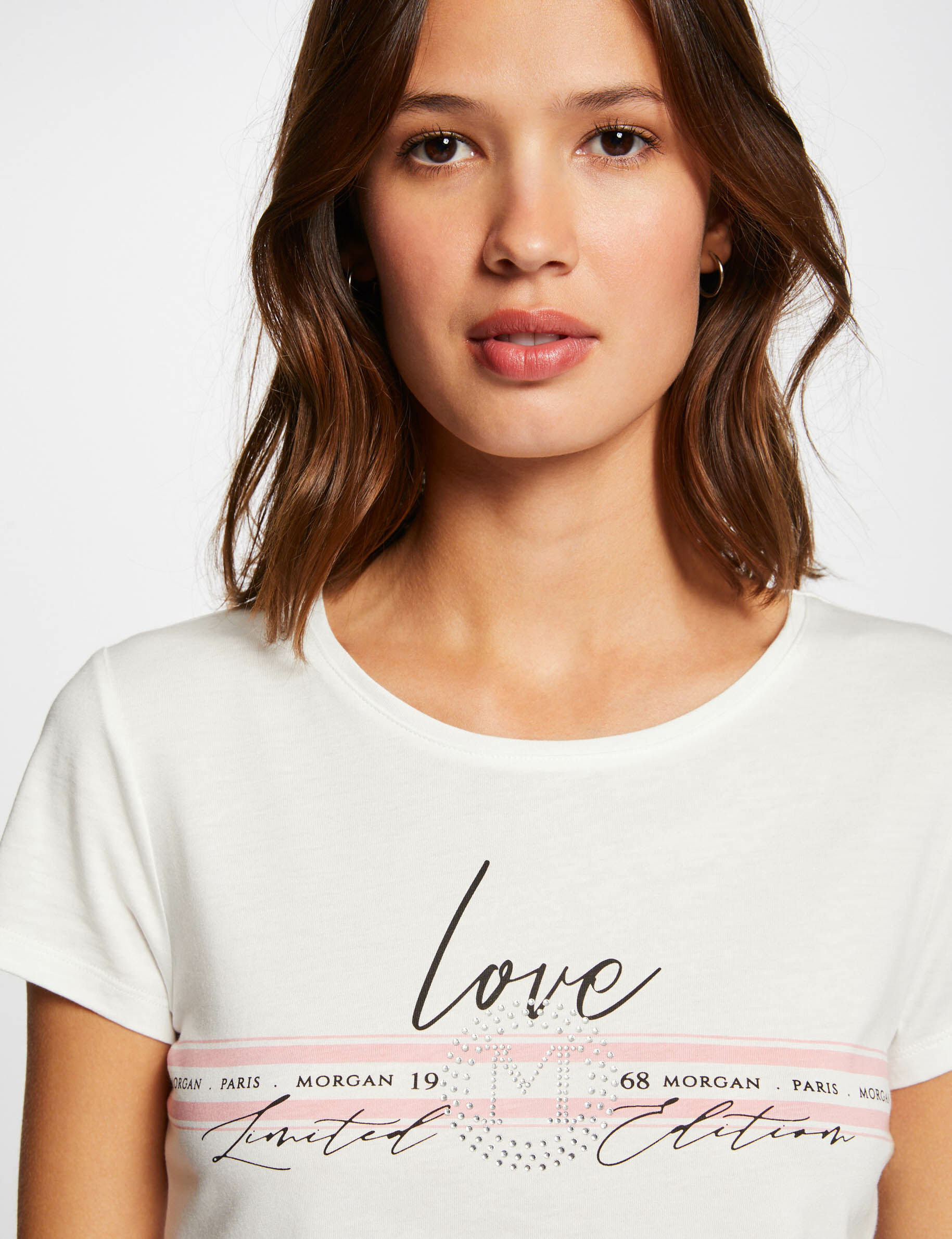 T-shirt manches courtes à inscription corail femme - corail