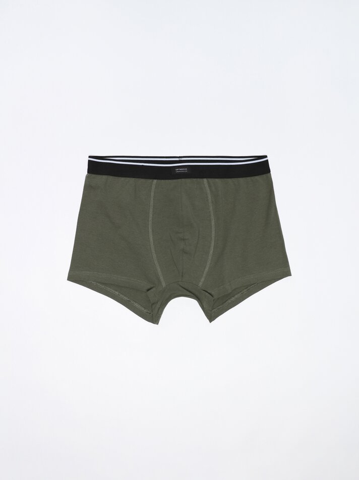 Pacote com 3 cuecas boxer lisas - Cáqui escuro