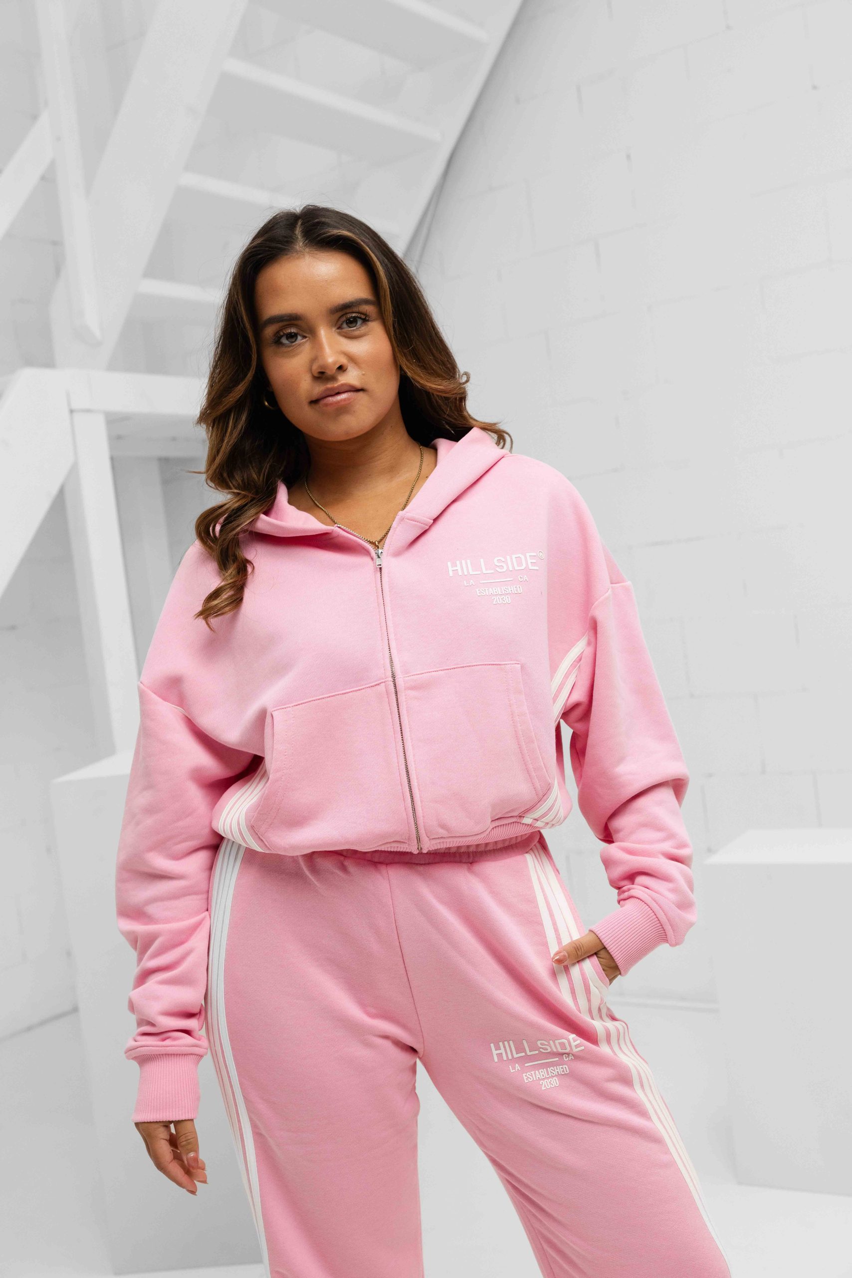 Hillside Stripe Trainingspak Dames Roze